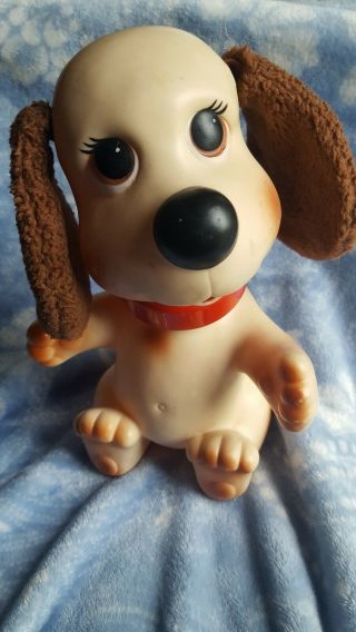 Vintage 1982 Ideal Rub A Dub Dog Doggie Bath Toy - Head Moves With Lever On Collar