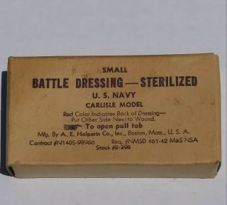 Vintage Ww2 Us Navy Carlisle Small Battle Dressing With Box Boston Ma.