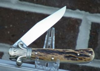 Vintage Fight’n Rooster Knife.  Pre 1982 BOWTIE TRAPPER.  STAG.  L@@KY 4