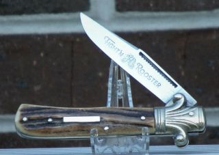 Vintage Fight’n Rooster Knife.  Pre 1982 BOWTIE TRAPPER.  STAG.  L@@KY 7