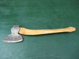 Vintage Hewing Broad Axe 6 " Long Tool With 21 " Wooden Handle Great Shape