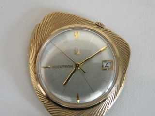 Vintage Bulova Accutron 281 D Tirangle Pendant Watch & Chain Pitch Fork Logo
