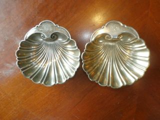 Pair Vintage Antique Sterling Silver Gorham Figural Footed Shell Bon Bon Bowl