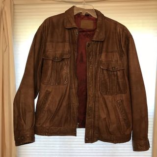 Vintage Levi’s Authentic Brown Leather Lined Bomber Jacket Size Xl