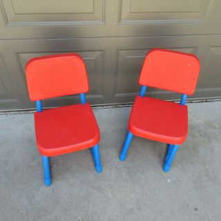 (2) Vintage Fisher Price Arts Crafts Table Replacement Red Chair Set 1985 2