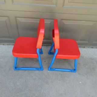 (2) Vintage Fisher Price Arts Crafts Table Replacement Red Chair Set 1985 3