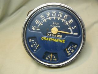 Vintage Graymarine Rpm,  Oil,  Amp & Temperature Gauge Cluster