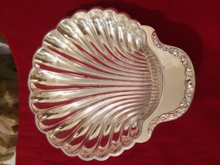 Vintage Wm Rogers & Son Victorian Rose Silver Plate Shell Design Serving Tray 2