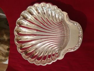 Vintage Wm Rogers & Son Victorian Rose Silver Plate Shell Design Serving Tray 3