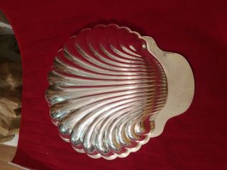 Vintage Wm Rogers & Son Victorian Rose Silver Plate Shell Design Serving Tray 4