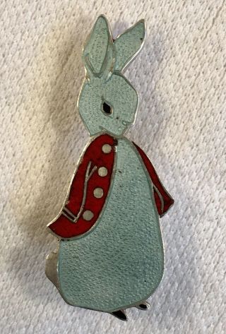 Vintage 1950’s Peter Rabbit Enamel Sterling Silver Margot Taxco Pin Brooch Rare