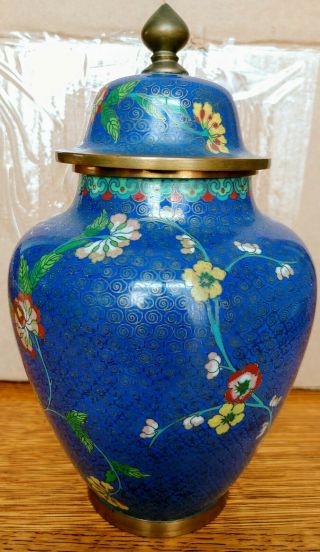 Vintage Chinese Cloisonne Vase With Floral Motif Marked China 6.  5 " Tall