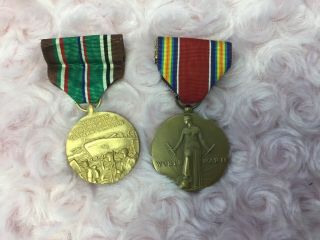 Us Wwii World War Ii Victory Medal W/ Pinback Ww2 European African Middle East