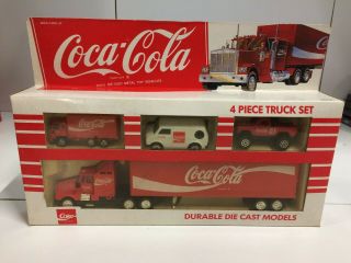 Vintage 1991 Coca Cola 4 Piece Truck Set