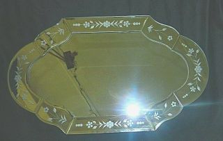 Vintage Venetian Vanity Mirror Tray Etched Perfume Tray Frosted Detail