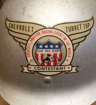 Vintage Chevrolet Turret Top Soap Box Derby Racing Contestant Helmet Safty Gear