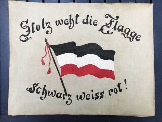 Old Antique German Flag Embroidery Needlepoint War Memorabilia Schwarz Weiss Rot
