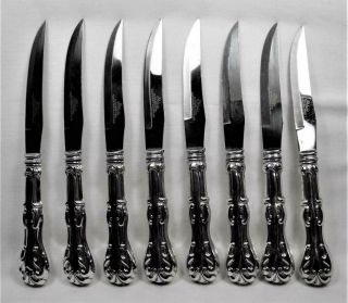 Set of 8 Sheffield England steak knives with sterling silver 925 handles 6