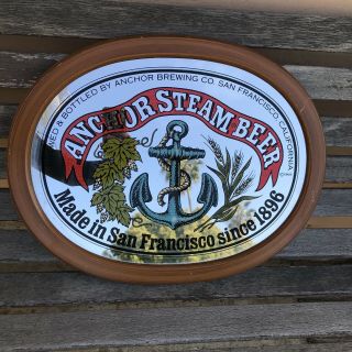 Vintage Anchor Steam Beer Brewing Co.  Wood Framed Mirrored Sign 16x20
