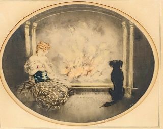 Louis Icart Cinderella Etching Hand Colored 1927 Signed 60/250 Rare