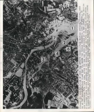 1943 Press Photo Aerial View Of Flooding Of Kassel Germany After Eder Dam Bombed