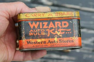 1920 ‘s - 1930s Vintage Western Auto lamp Bulb tin box nos ge Ford gm c 4