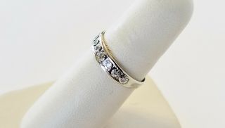 14k Solid White Gold 0.  32 Tcw All Natural Vintage Diamond Band G Vs2 Size 8