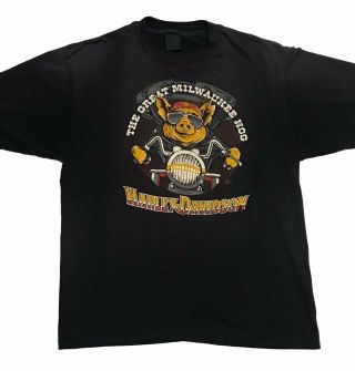 Rare Vintage 1980 Harley Davidson Shirt 3d Emblem 80s Milwaukee Hog Wild Chicks