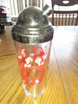 Vtg Red Dancing Men Man Cocktail Martini Shaker Bar Ware