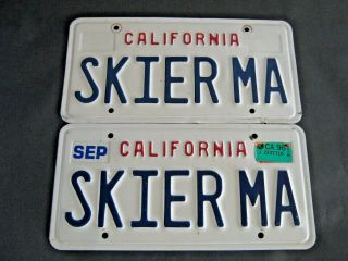 Vintage California Personalized License Plates " Skier Ma " Skier Mom
