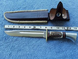 Vintage Western Usa W46 - 8 H Stag Fighting Survival Knife