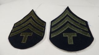 Wwii Us Army Sergeant Technical Stripes On Felt Cheesecloth Backing Set