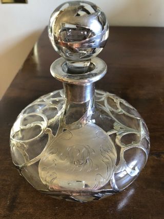 Antique Sterling Overlay Perfume Bottle