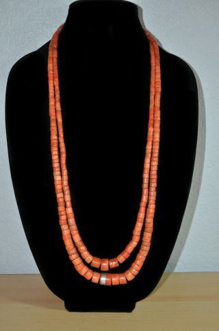 Vintage Necklace From Before 1980 Double Strand Of Glass Beads From Nagaland