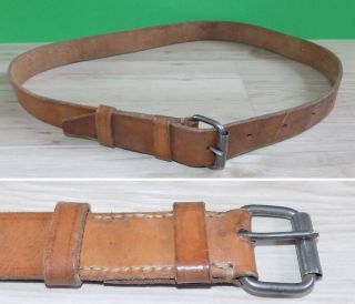 Wwii Military Leather Brown Belt,  Circle Of The Waist From 30 " To 45 "