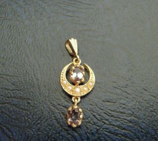 Vintage Jewellery 9ct Gold Rose De France Amethyst & Pearl Pendant 2