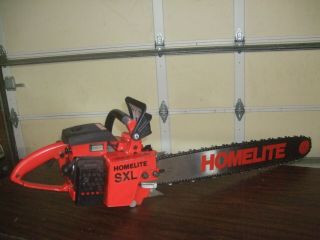 Vintage Homelite Xl Sxl Chainsaw W/24 Inch Bar & Chain - -