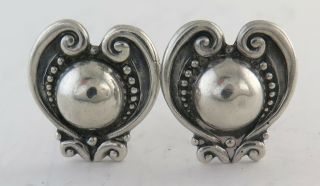 Vintage Margot De Taxco Solid Sterling Silver Ornate Earrings