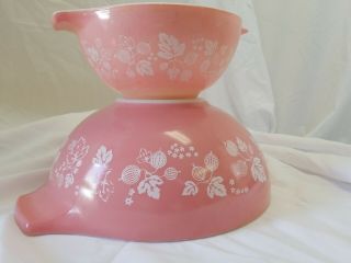 Vintage Pink Pyrex Gooseberry Bowls 444 & 442 Cinderella Nesting Set Of 2