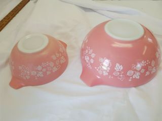 VINTAGE Pink PYREX GOOSEBERRY Bowls 444 & 442 Cinderella Nesting Set Of 2 2