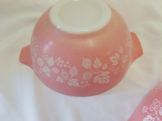 VINTAGE Pink PYREX GOOSEBERRY Bowls 444 & 442 Cinderella Nesting Set Of 2 5