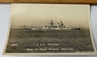 WWII Photo US Navy USS Arizona Sunk Pearl Harbor Post Card 2