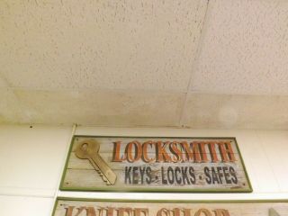 Vintage Large Locksmith Wooden Trade Sign Piece Gas Oil Soda Cola 47 "