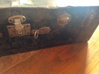 Vintage Black Steamer Footlocker foot locker storage chest box Trunk with tray 3