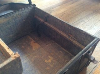 Vintage Black Steamer Footlocker foot locker storage chest box Trunk with tray 6