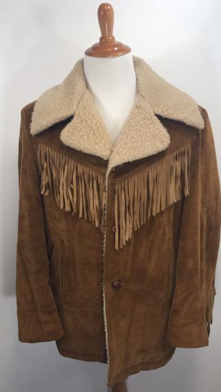 Vintage McGregor Jacket Western Fringe Corduroy Brown Sherpa Linned Size 40 M/L 2