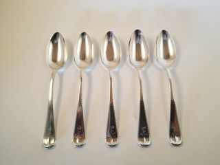 5 Rare Wakefield By Reed & Barton Sterling Silver Tea Spoons 5 & 3/4  E " Mono