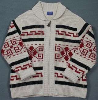 Pendleton Big Lebowski Dude Aztec Zip Cardigan Westerly Sweater Xl Vintage Retro