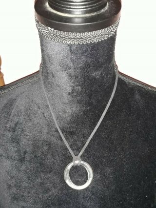 Tiffany & Co.  Elsa Peretti Sevillana 925 Silver Pendant Cord Necklace Vintage