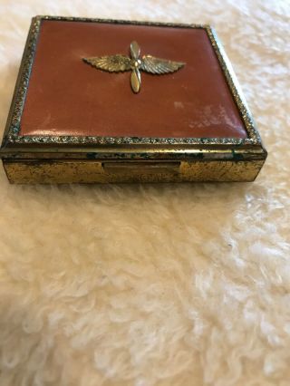 Vintage World War 2 US Army Air Corps Pilot Sweetheart Compact Powder Case Wings 2